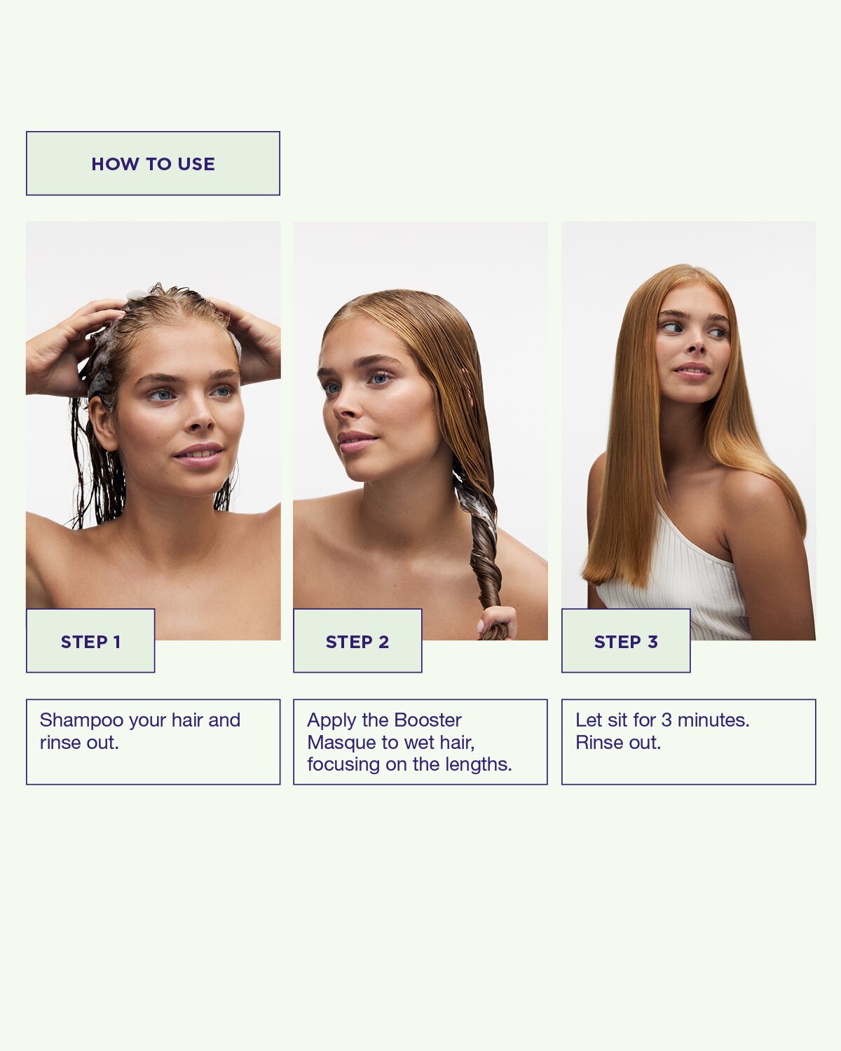 Use Structure Repair Booster hair treatment by applying to damp hair, leave for 3 minutes, and rinse