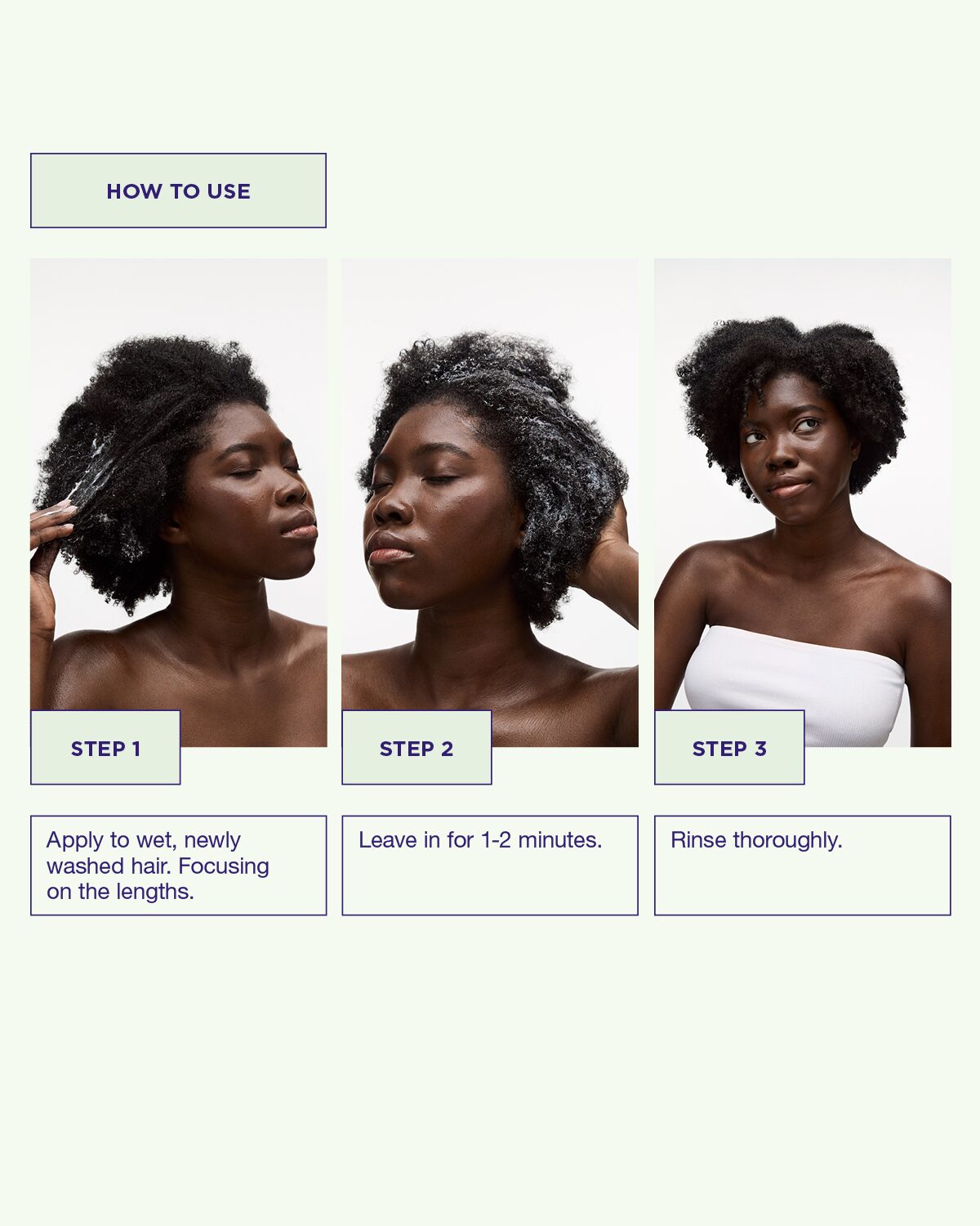 Use Pure Volume shampoo by massaging into wet hair, lather, and rinse