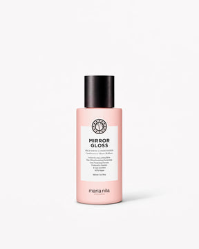 Pink bottle of Maria Nila Mirror Gloss Conditioner Travel on a white background